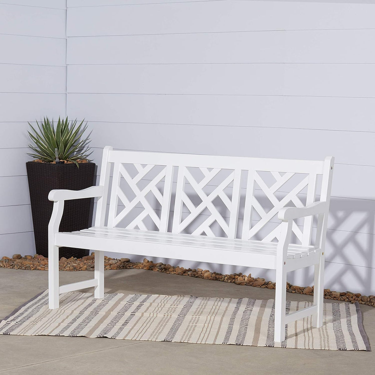 White Acacia Wooden Bench L5540