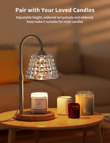 Candle Warmer Lamp with Timer, Adjustable Height, 2 Bulbs, 4 Levels Dimmable Y74910