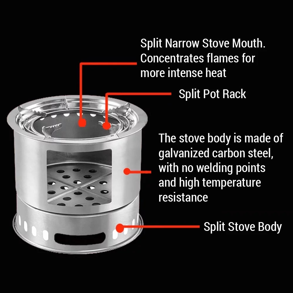 4 In 1 Camping Stove Portable Multi-functional Wood Stove A762453
