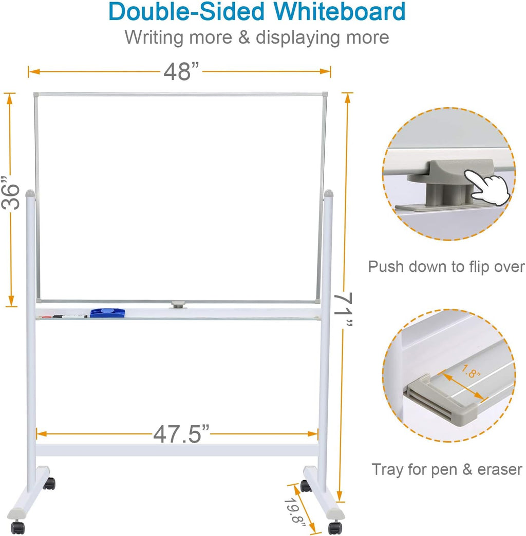 48x36 Double Sided Magnetic Whiteboard with Stand I62302