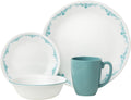 16-Piece Dinnerware Set, Turquoise/White Y757617