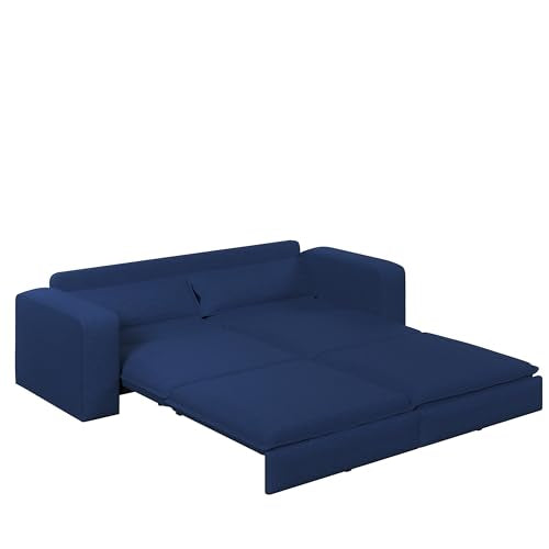 Blue 3 Seater Pull Out Sofa Bed with 2 Pillows R8553