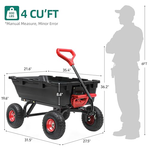 Heavy Duty Garden Dump Cart with 10" Pneumatic Tires X117