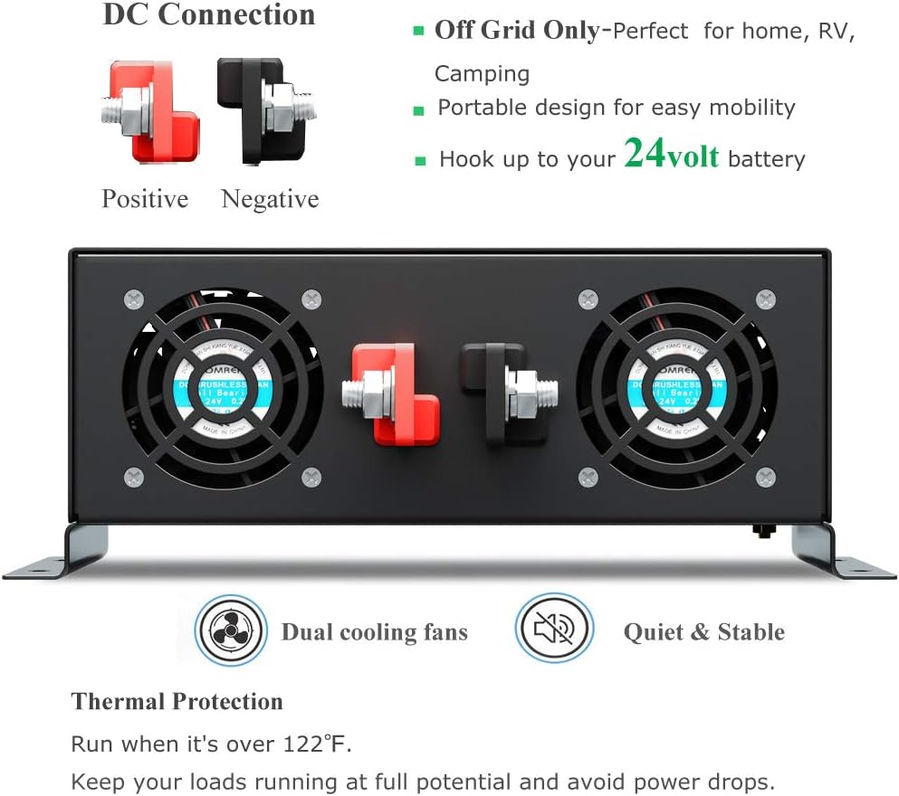 2500W Pure Sine Wave Power Inverter 24V DC to 120V AC Z438019