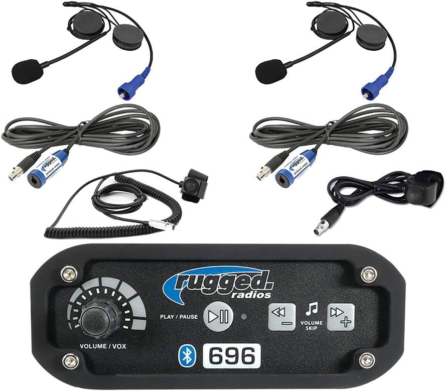 2 Person Helmet Headsets with Push to Talk and Intercom Cables S2996