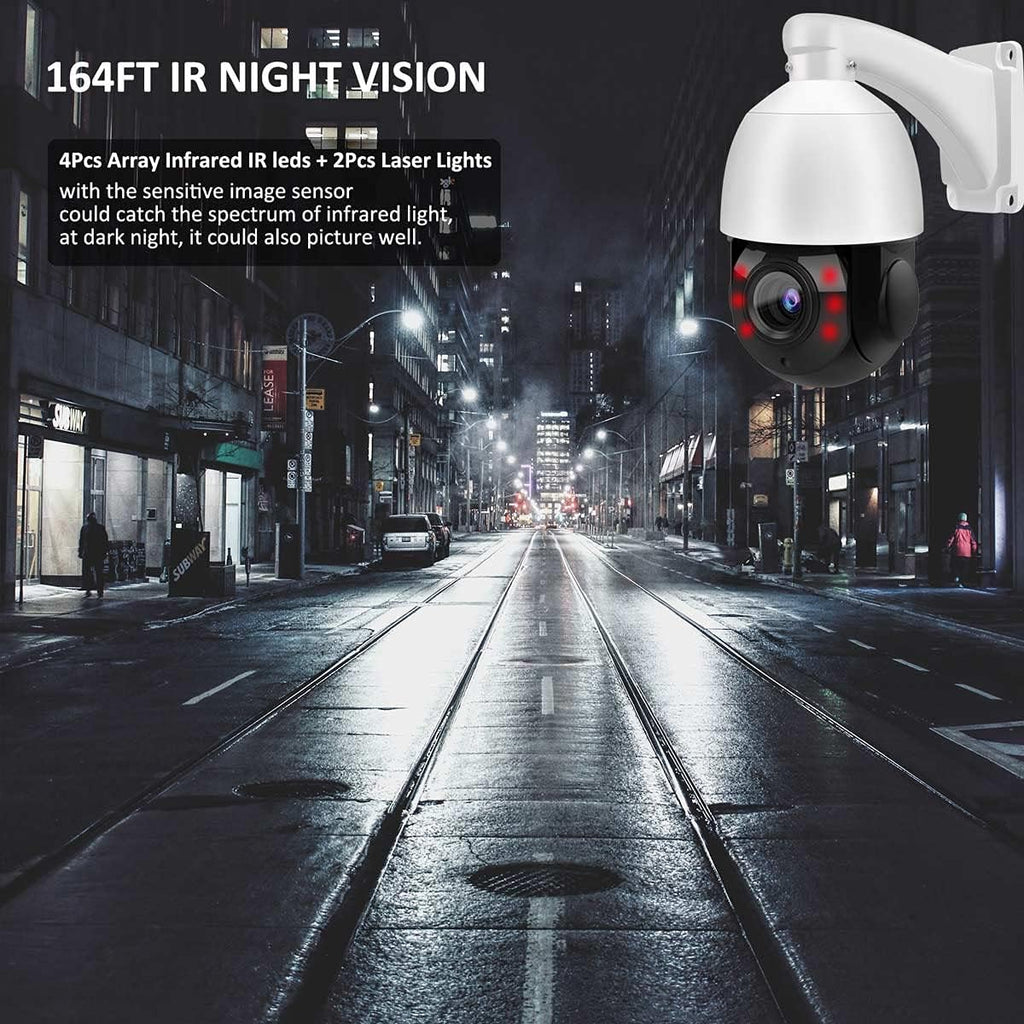 8MP PTZ PoE IP Camera 18x Optical Zoom 165ft IR Night Vision IP66 J136716
