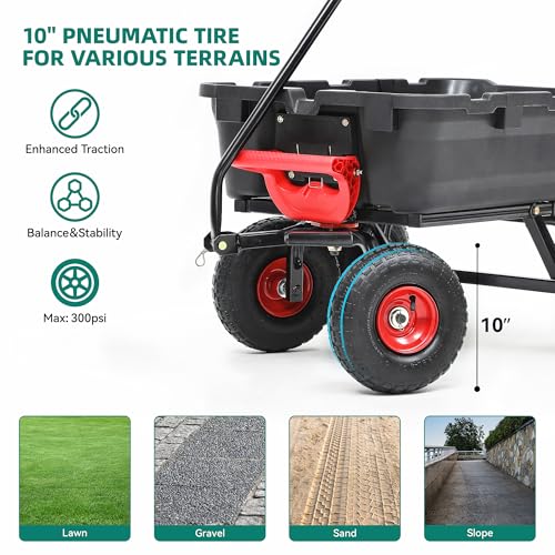 Heavy Duty Garden Dump Cart with 10" Pneumatic Tires X117