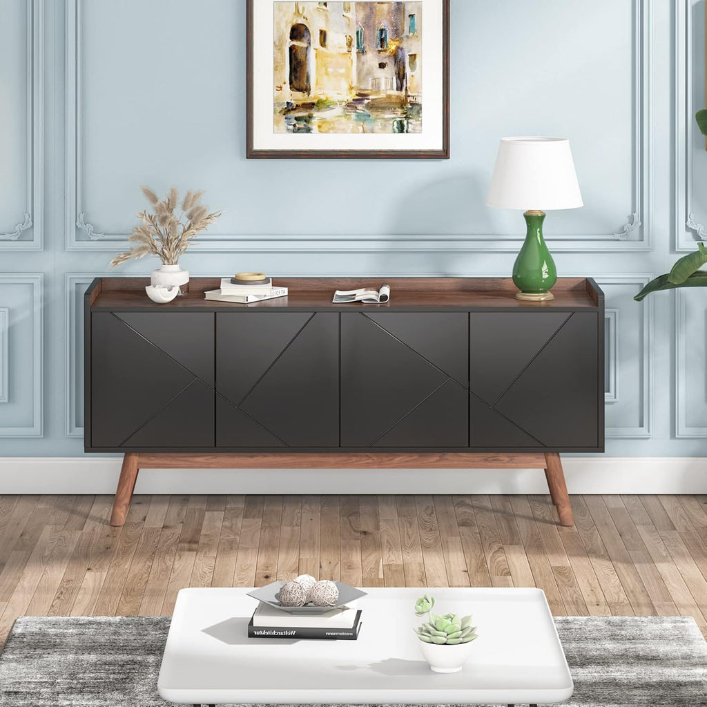 Black 55" Wood Sideboard Cabinet with Doors J71423