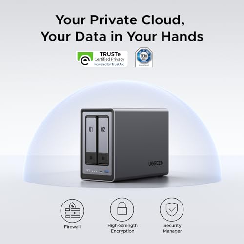 2-Bay Desktop NAS with Intel N100 Quad-core CPU, 8GB DDR5 RAM, 2.5GbE, 2 M.2 NVMe Slots, 4K HDMI K638295