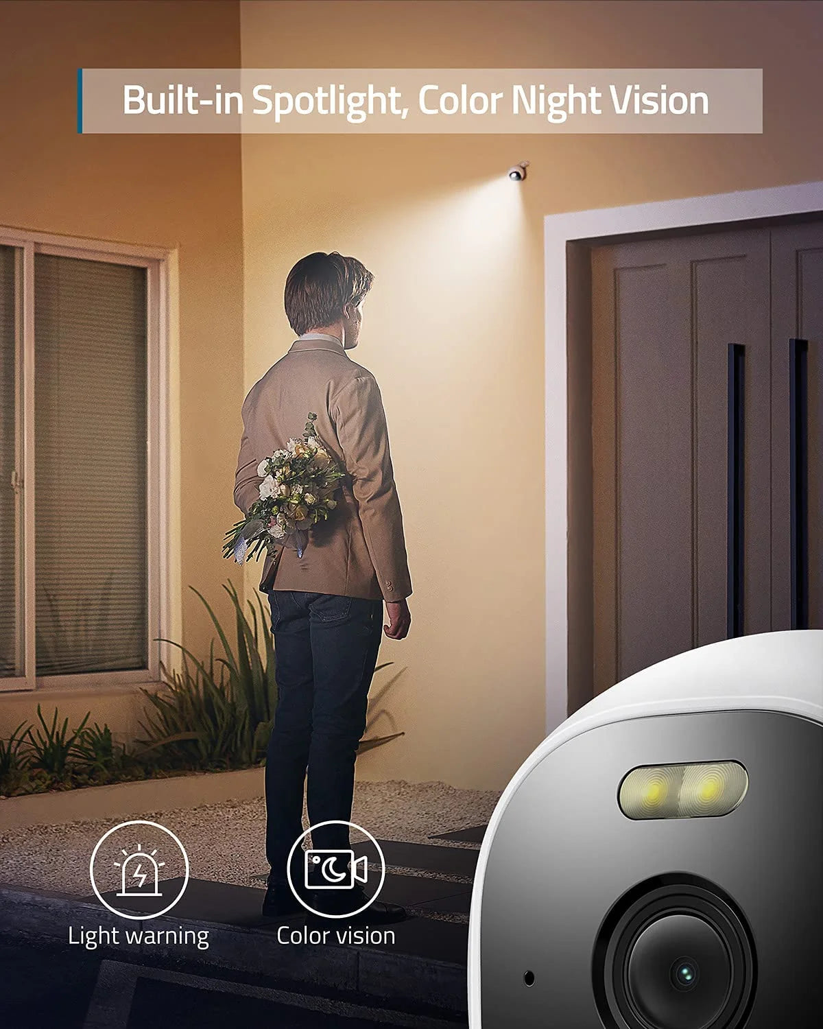 2K Wired Outdoor Surveillance Camera with Spotlight A324