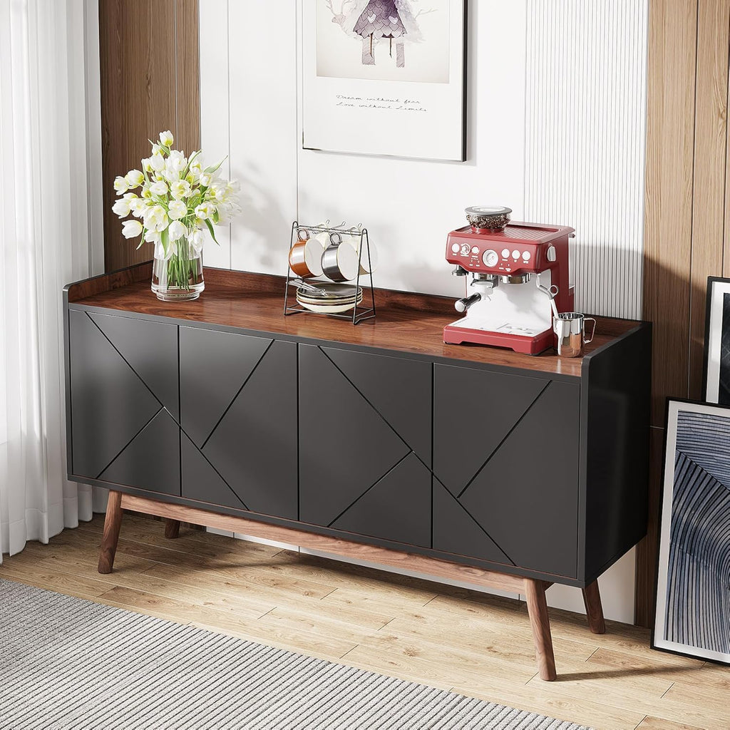 Black 55" Wood Sideboard Cabinet with Doors J71423