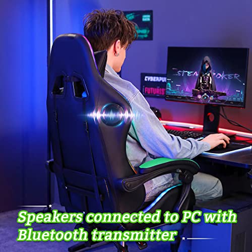 Light Green and Black Ergonomic Gaming Chair with Footrest Z25726