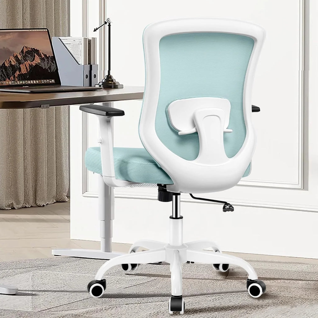 Light Blue Ergonomic Mesh Office Chair with Adjustable Armrests M97767