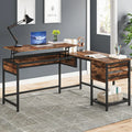 L-Shaped 59" Computer Desk with Drawers Corner Desk with Lift Top T355907