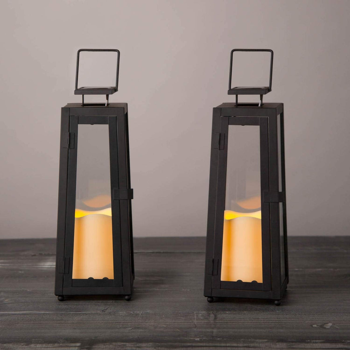 Black Metal Glass Solar Lantern A921