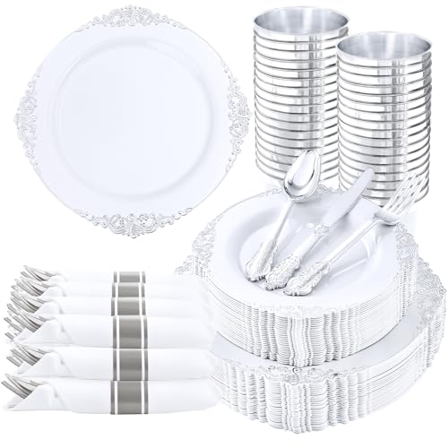 350PCS Gold Plastic Dinnerware Set Y80671