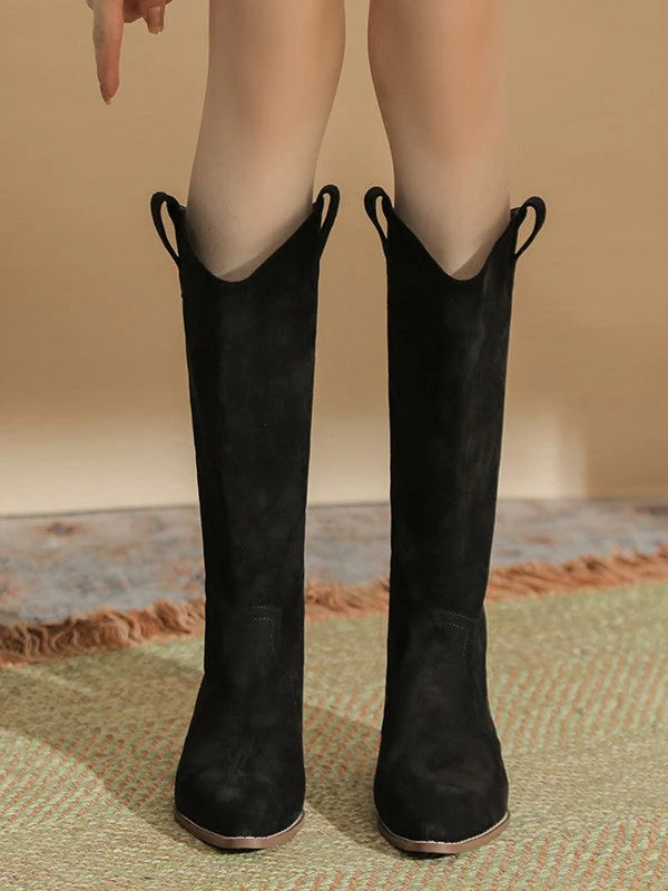 Pointed Toe Thick Heel Stacked Boots A368221
