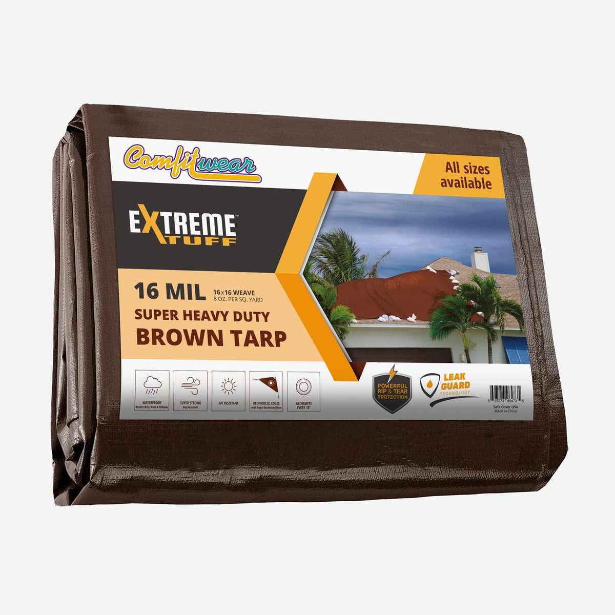 16 Mil Heavy Duty Waterproof Tarp Cover 16' X 20' Brown K181718