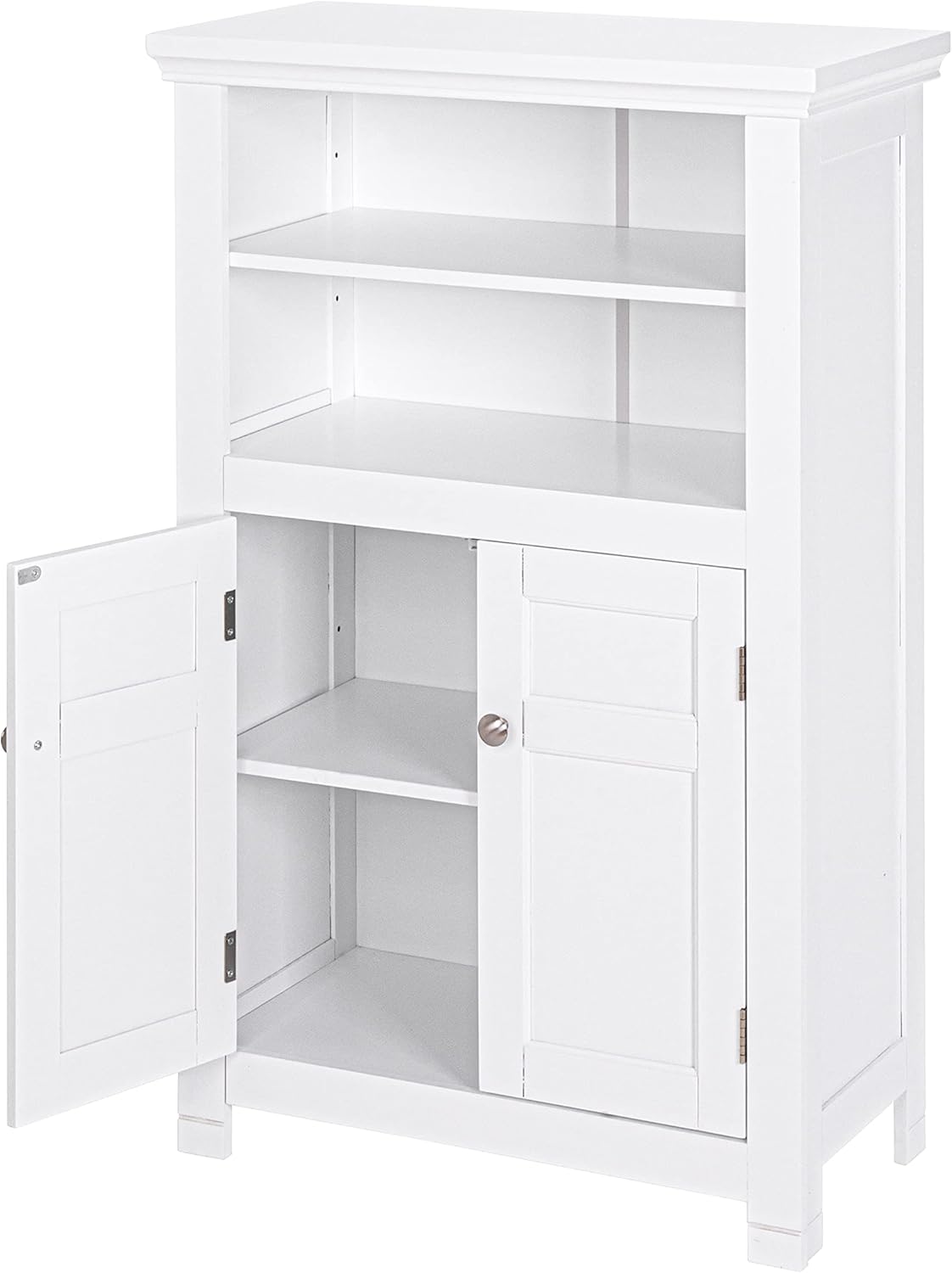 Freestanding Bathroom Cabinet with Doors and Adjustable Shelf, White Y989