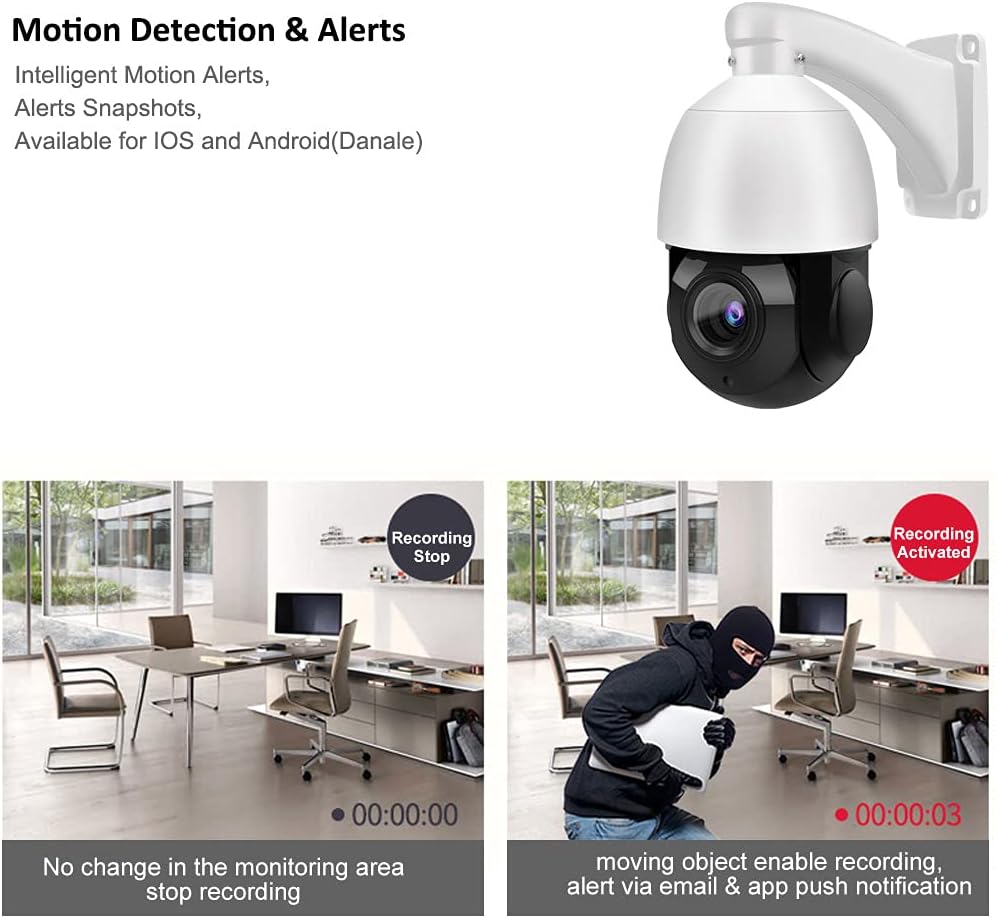 8MP PTZ PoE IP Camera 18x Optical Zoom 165ft IR Night Vision IP66 J136716