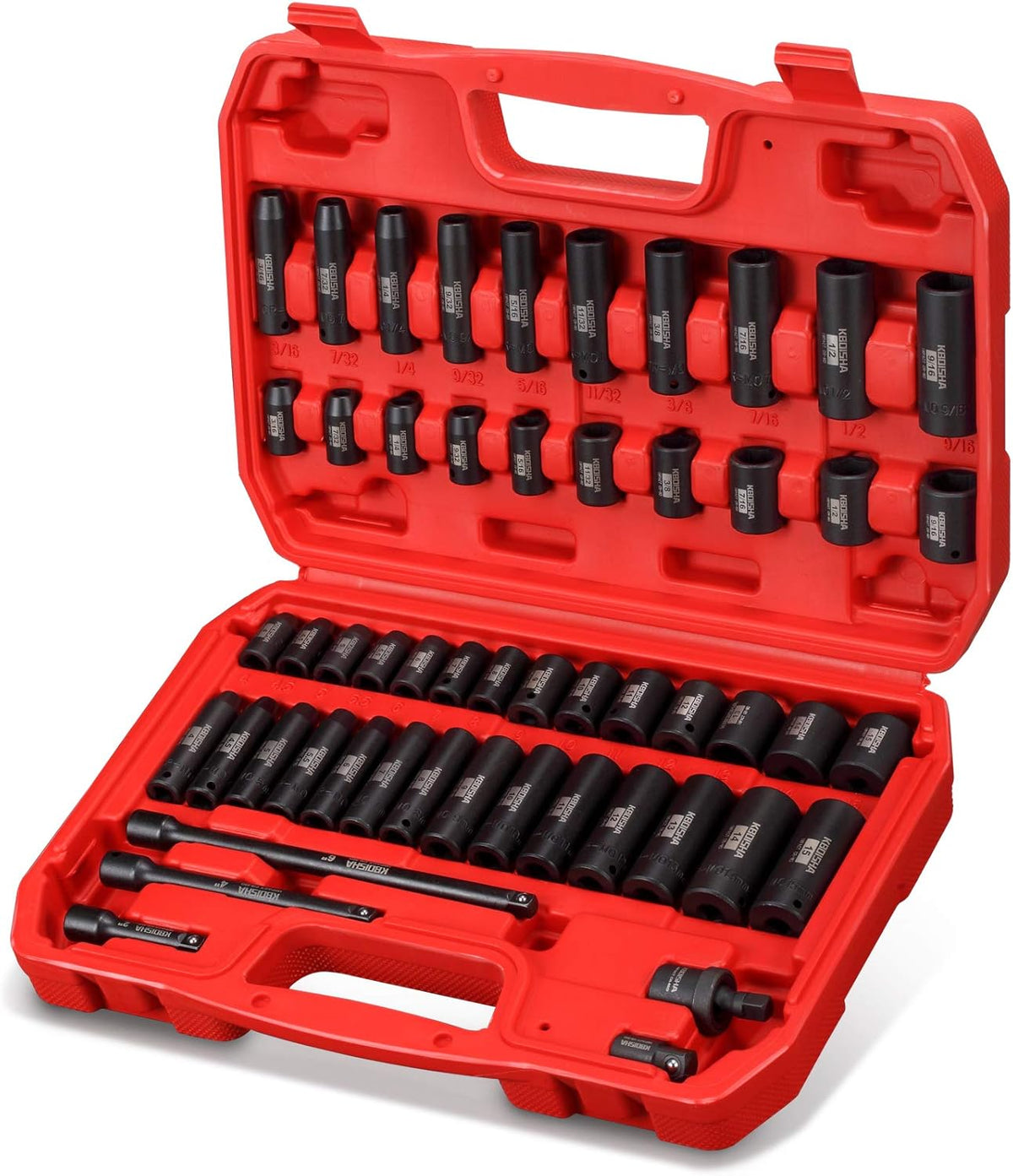 1/4 Inch Drive 53-Piece CR-MO Alloy Steel Impact Socket Set SAE and Metric P1467