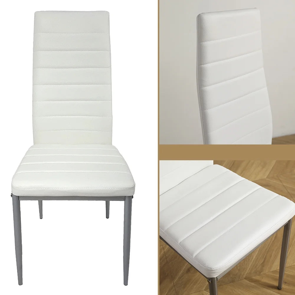 White Glass Dining Table Set for 4 C58273