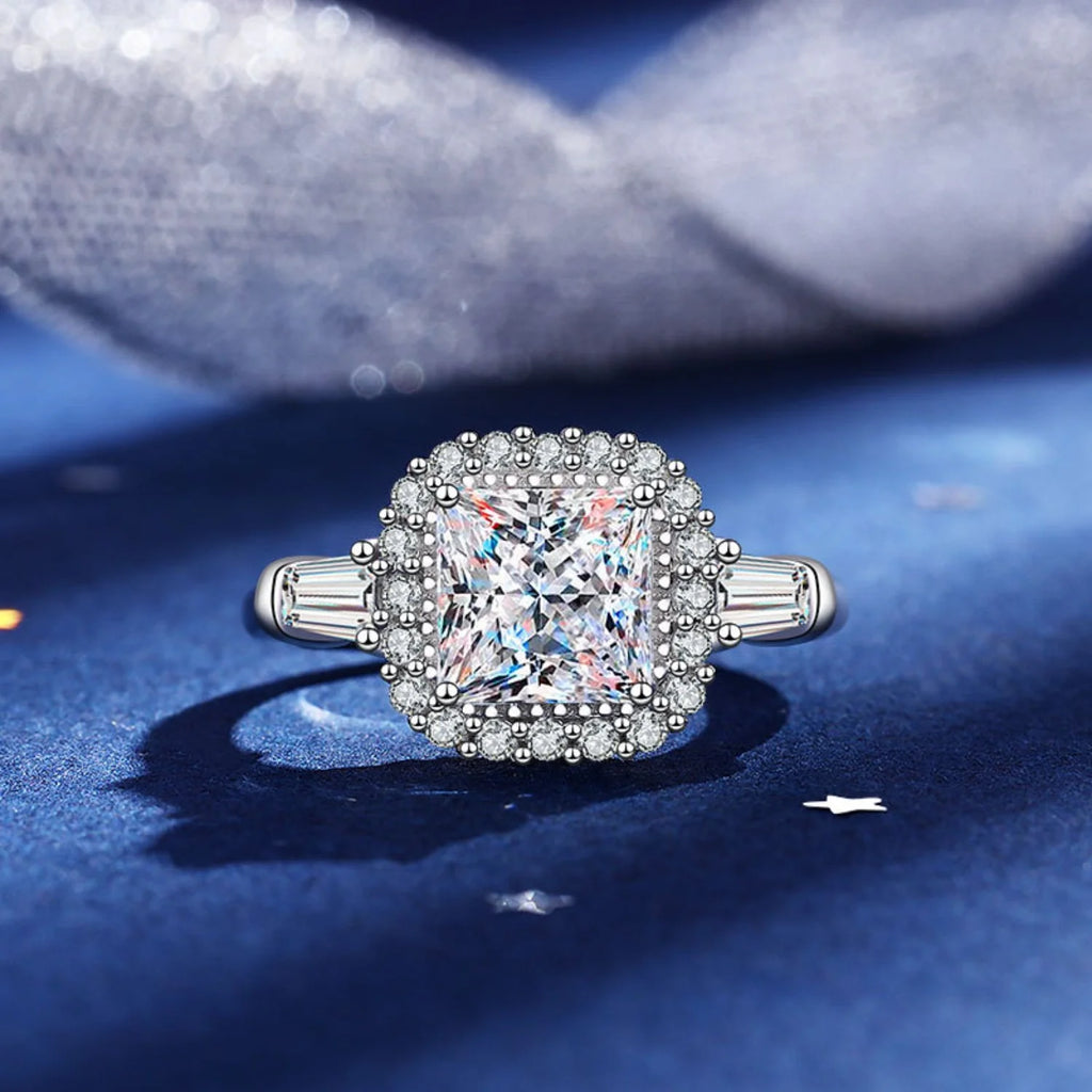 2ct Princess Cut Moissanite Engagement Rings with Certificate C61130