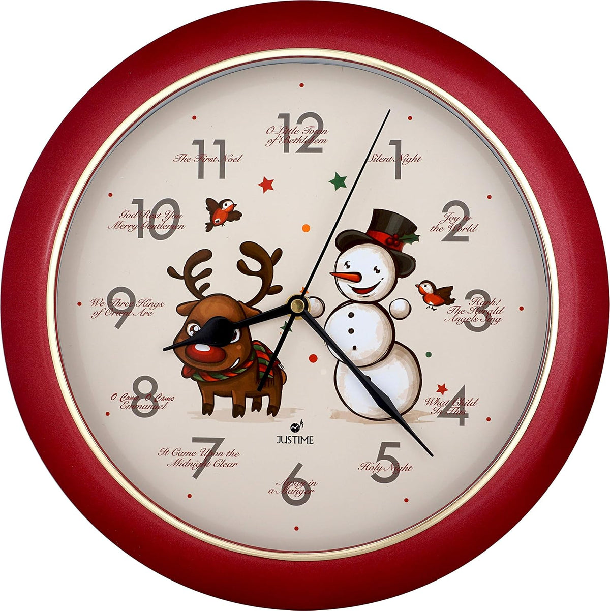 Multi-Color Snowman & Reindeer Wall Clock Mantel Clock E2604