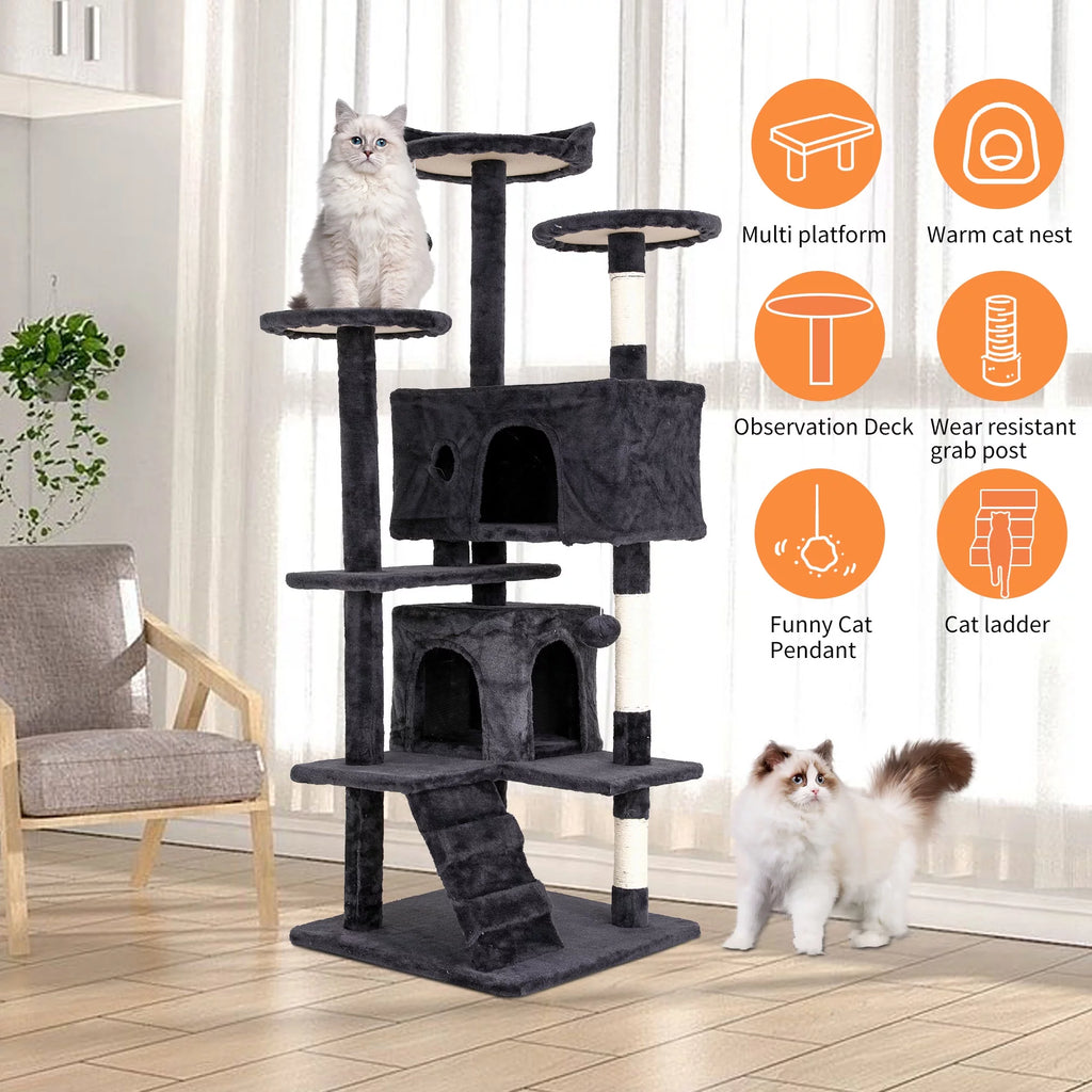 54 inch Dark Gray Cat Tree and Tower I571357