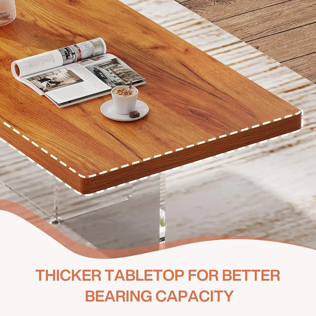 41" Modern Wood Coffee Table with Acrylic Base F81117