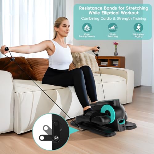 Under Desk Elliptical Machine, Quiet Portable Electric Seated Pedal Exerciser with Remote Control & 12 Adjustable Speeds K5853