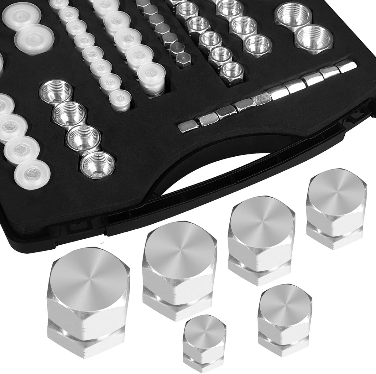 64pcs JIC 37° Flare Cap & Plug Kit, Galvanized Steel, Sizes-04 06 08 10 12 16 A344