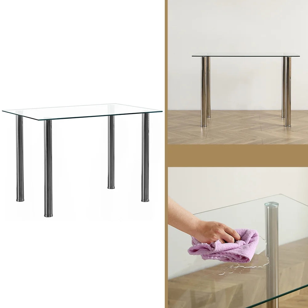 White Glass Dining Table Set for 4 C58273