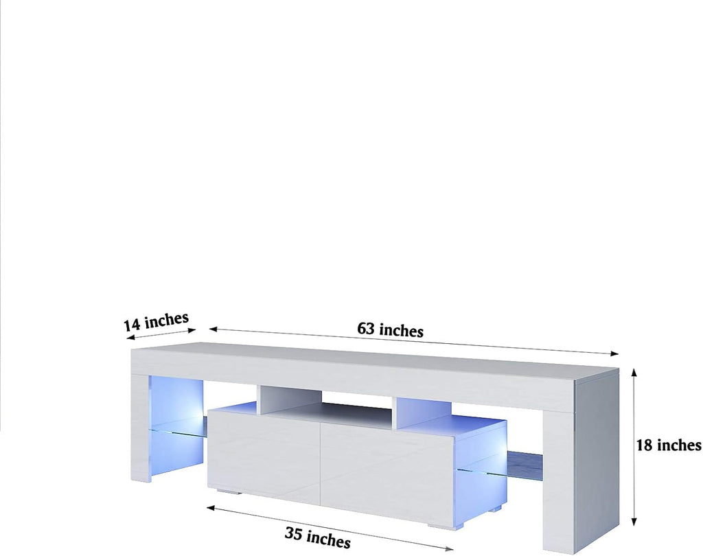 White High Gloss TV Cabinet with Storage and 2 Drawers H974853