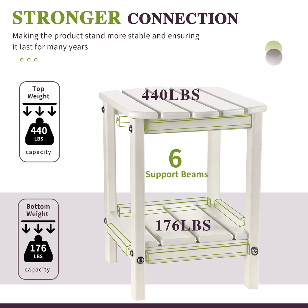 White Plastic Adirondack Side Table with 2 Layer Storage A117586