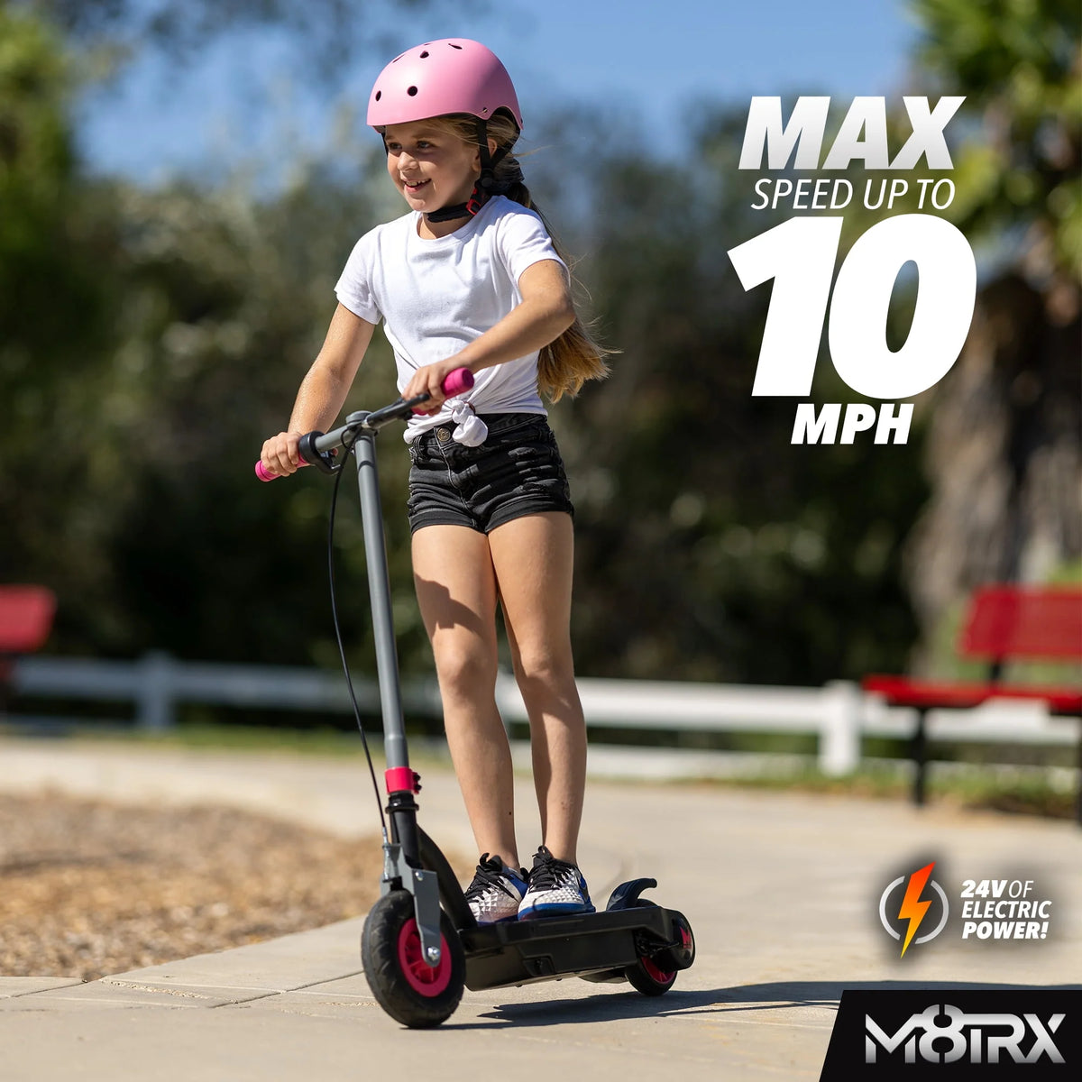 24 Volt Kids Electric Scooter, 8 Air Filled Tire, Pink J785