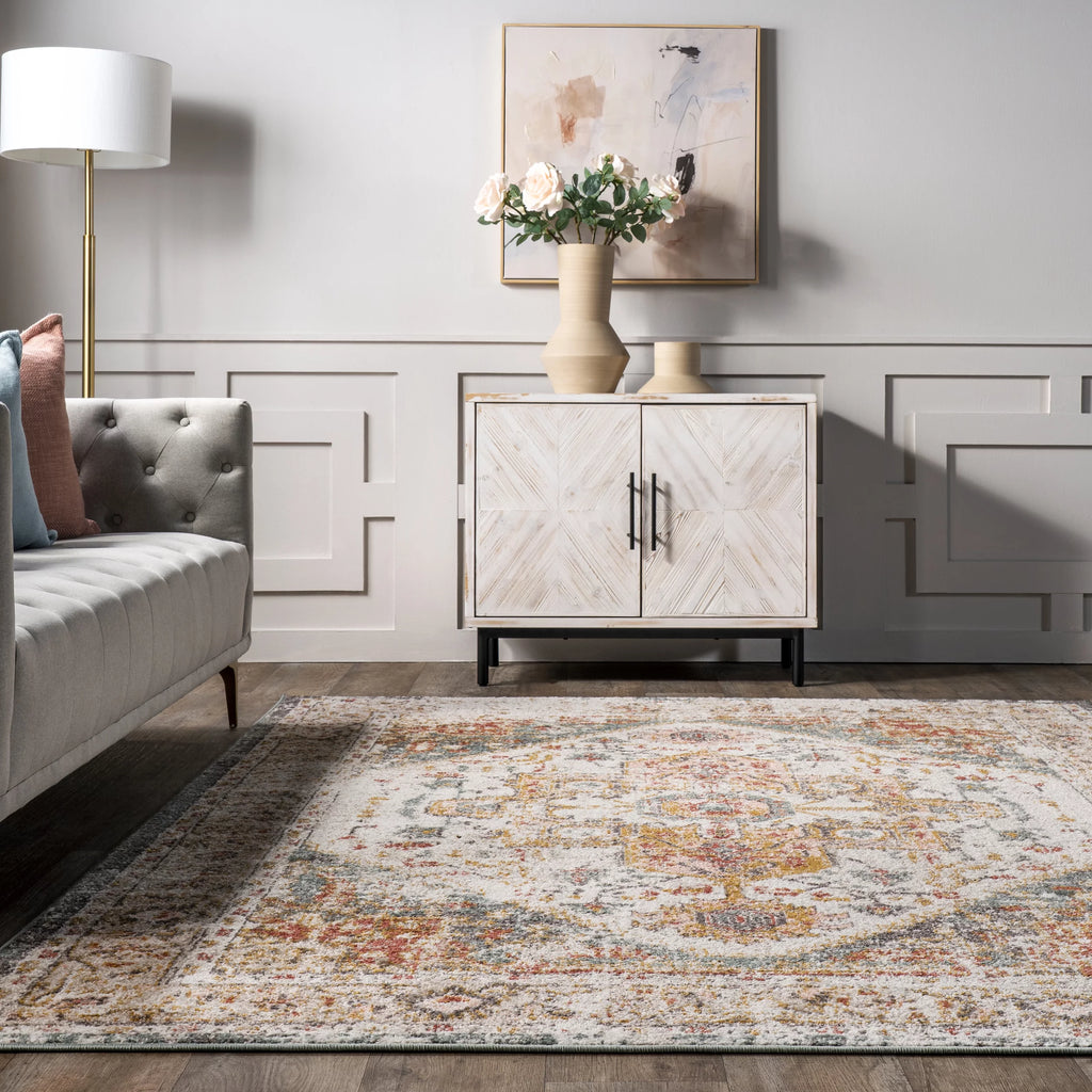 Beige Vintage Medallion Area Rug 12' x 15' E4297