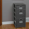 Grey Square Folding Bookcase with Folding Fabric Bins S157