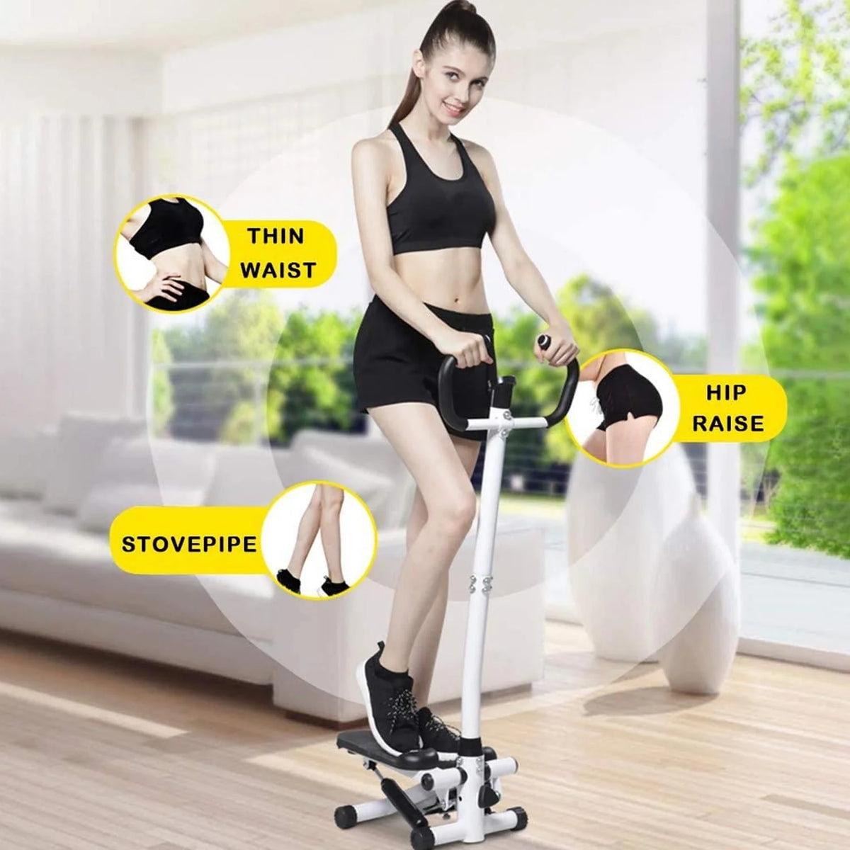 Exercise Stair Stepper Machine with Handle and Resistance Bands F477