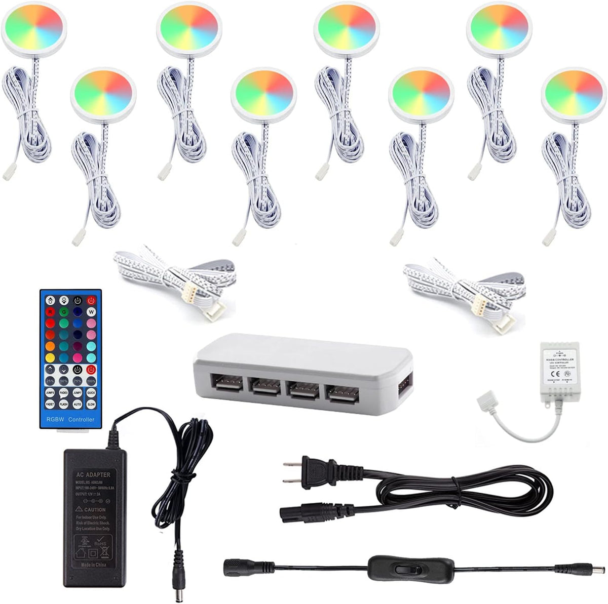 RGBWW 8 Lights 24W LED Puck Lights Pack of 2 V421