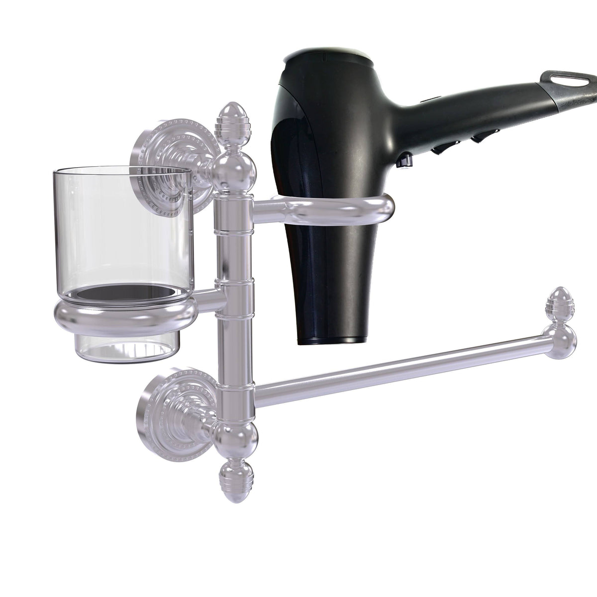 Satin Chrome Hair Dryer Holder and Organizer N93766