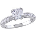 1/5 Carat T.W. Diamond and 1 Carat T.G.W. Created White Sapphire Sterling Silver Engagement Ring E45178