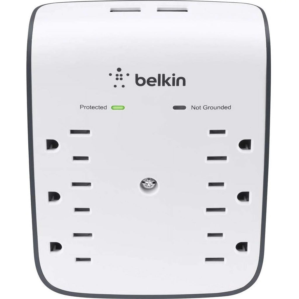 6 Outlets 2 USB Ports Wall Mount Surge Protector D413