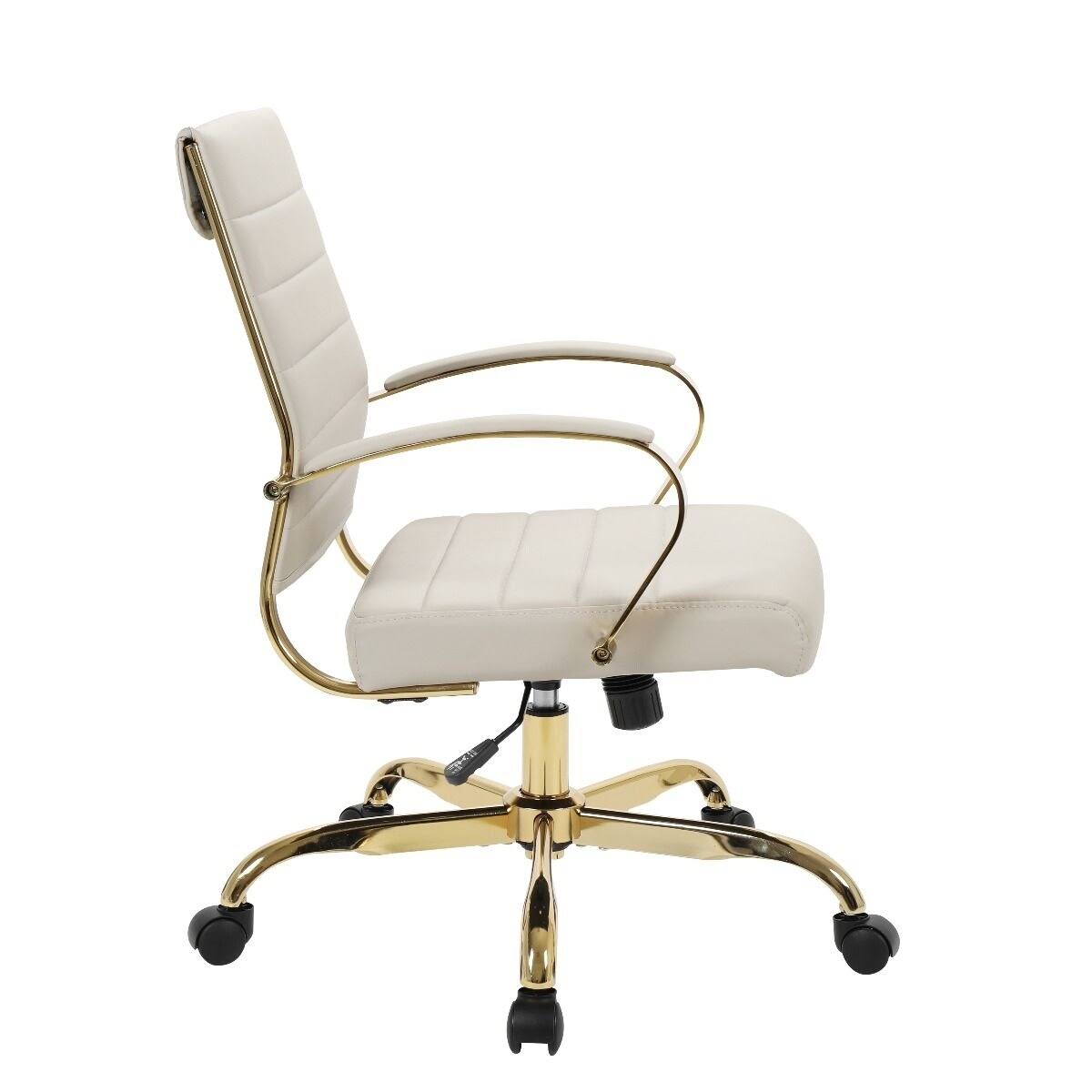 Black Leather Office Chair with Gold Frame R297876