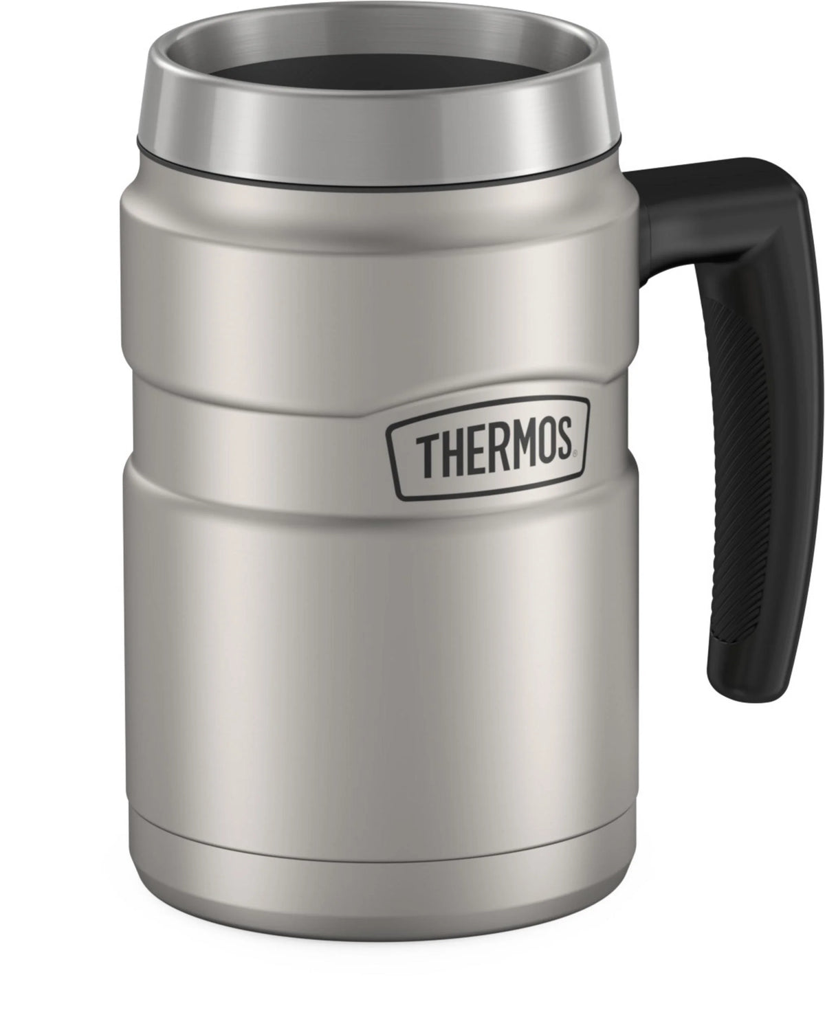 16 Oz Vacuum Insulated Desk Mug, Matte Stainless Steel L734504