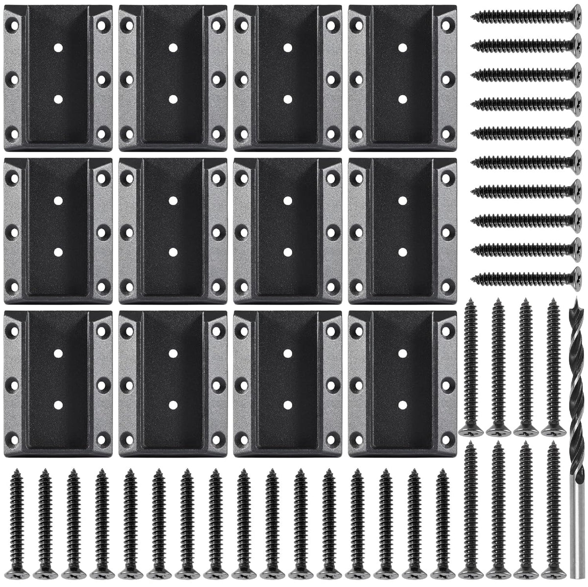 304 Stainless Steel Deck Railing Bracket, 2 Pairs, Black H25895