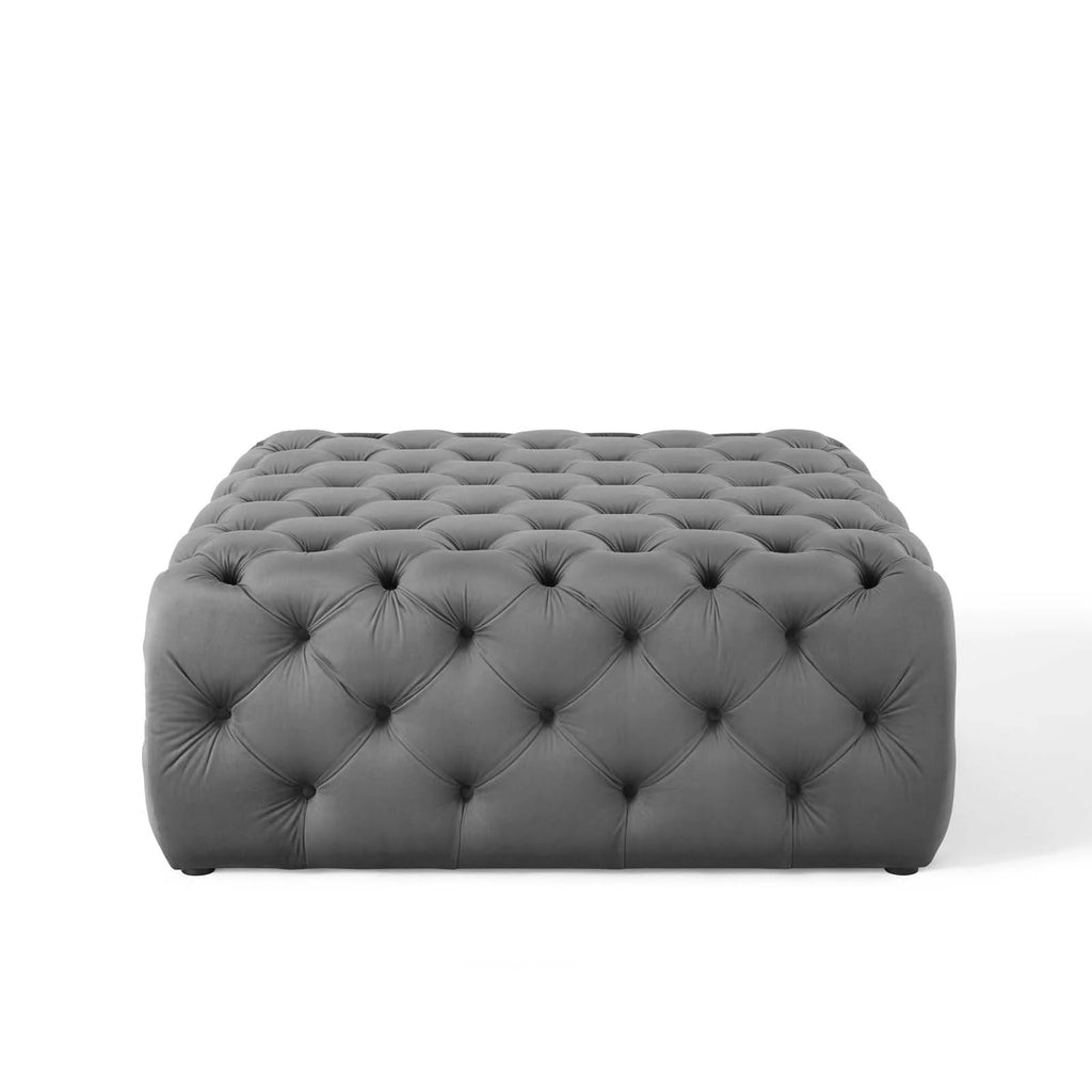 Gray Tufted Performance Velvet Ottoman J43832