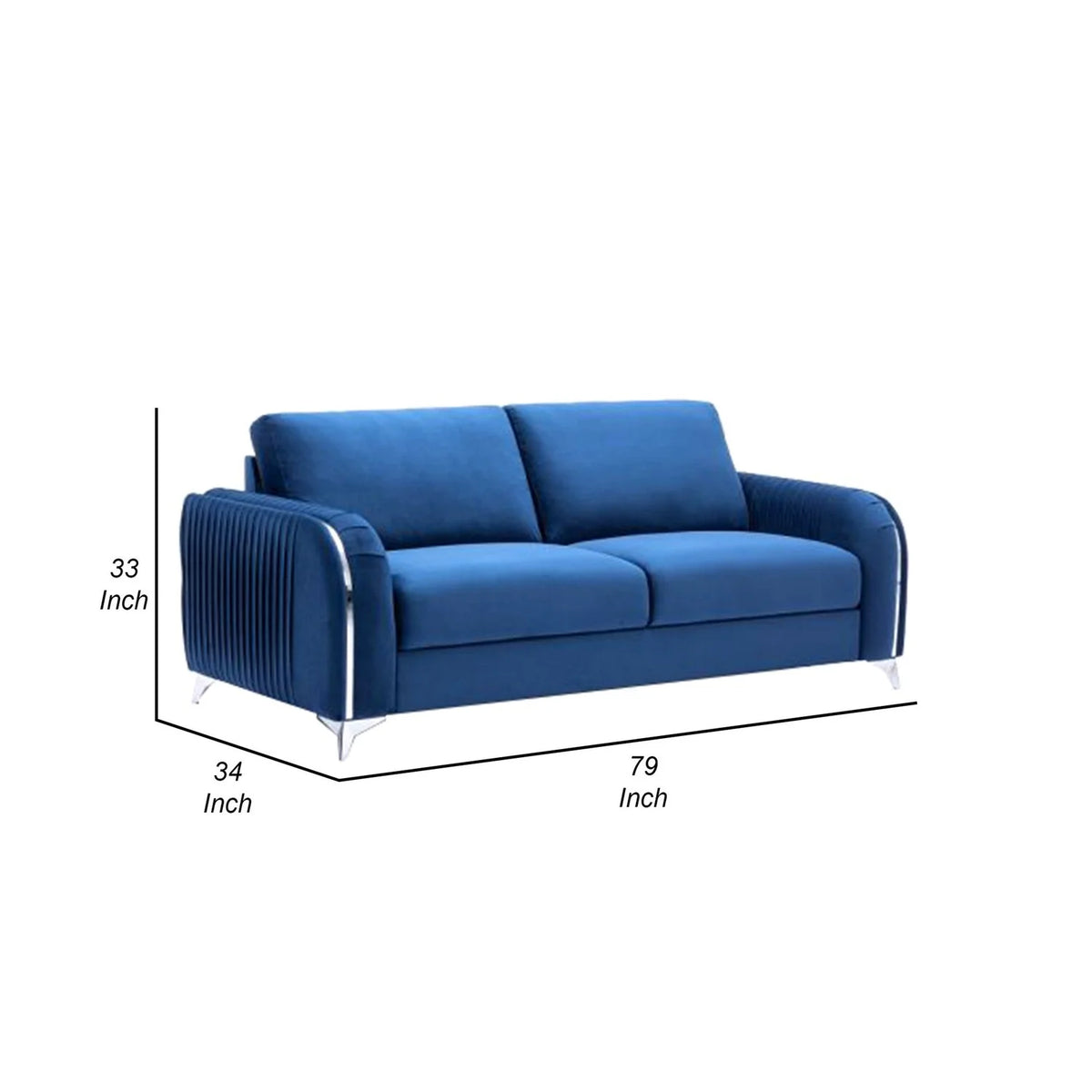 Blue Velvet Solid Pine Wood Sofa W699641