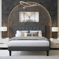 Queen Size Upholstered Platform Bed Frame with Adjustable Headboard O35950
