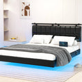 Queen Bed Frame with Charging Station and LED Lights H761